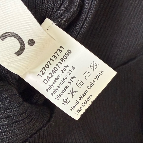 Commense Semi Sheer Panel Sweater Dress Black Knit Mesh Shoulder NWT Small - Picture 9 of 11